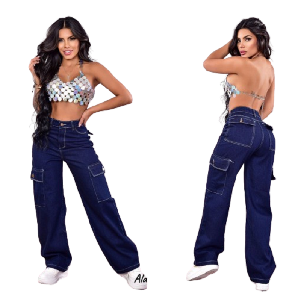 Jean Cargo Azul Oscuro