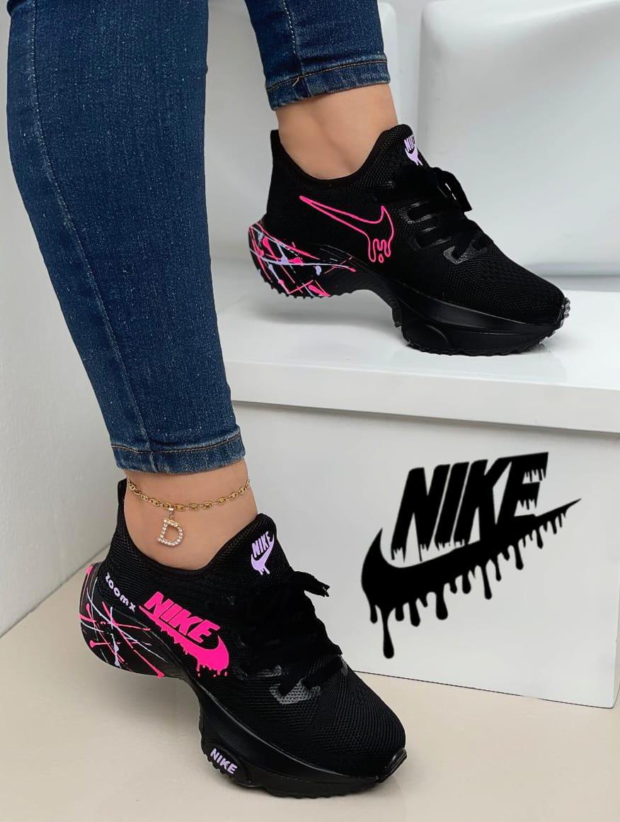 Tenis Nike Estilo Media Negro Rosa Azul mujer