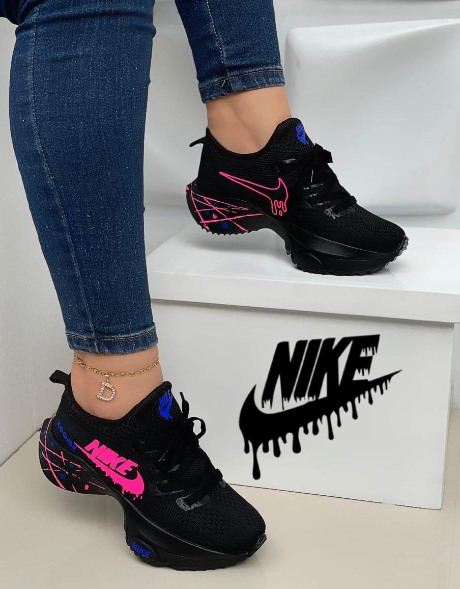 Tenis Nike Estilo Media Negro Rosa Azul mujer