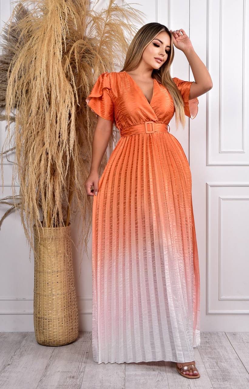 Vestido Largo Plisado 2429