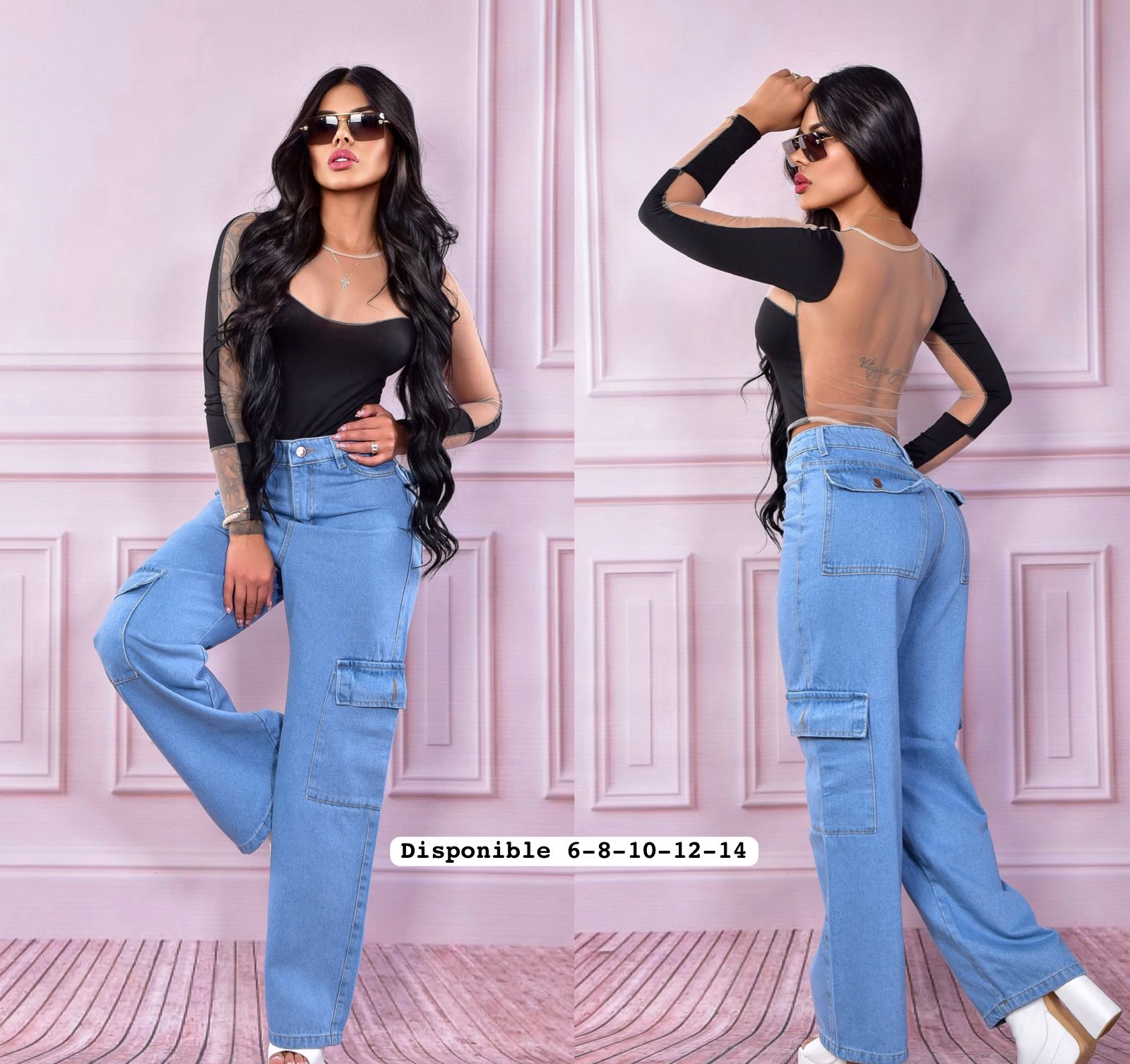 Jean Cargo Azul Claro Jeans Para Mujer