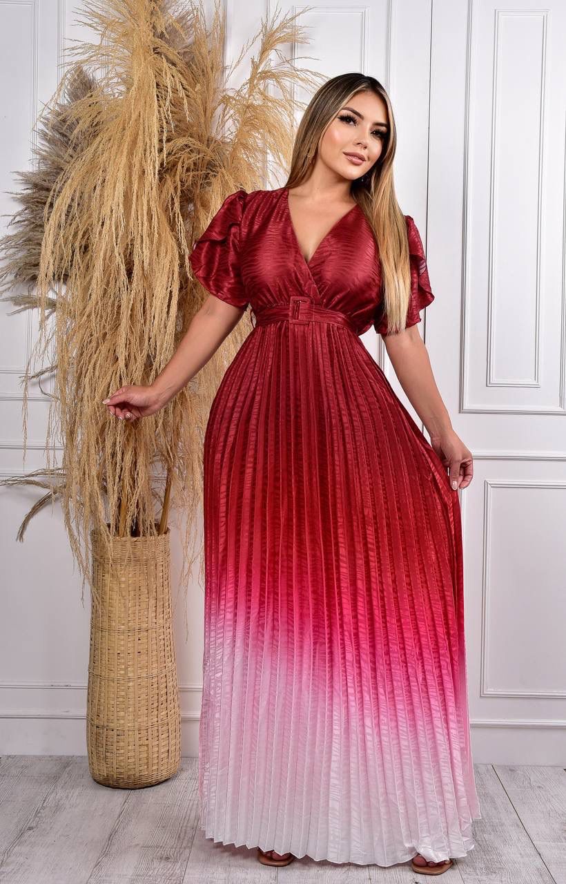 Vestido Largo Plisado 2429